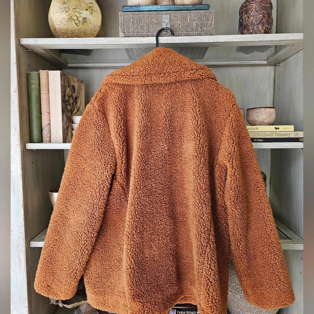 Free People Burnt Orange Oversized Teddy Coat - Picture 11 of 12